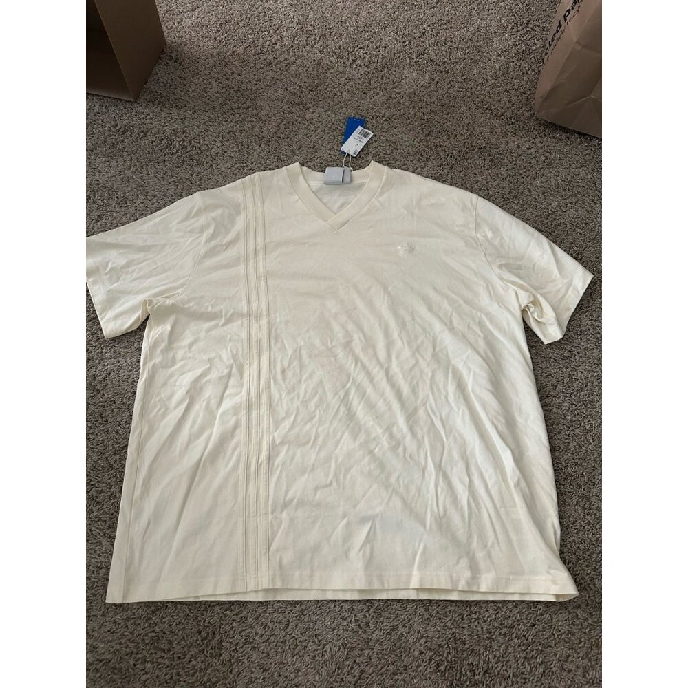 adidas Men's Oversized Front Trefoil T-Shirt Cotton Cream White Size XL Casual
